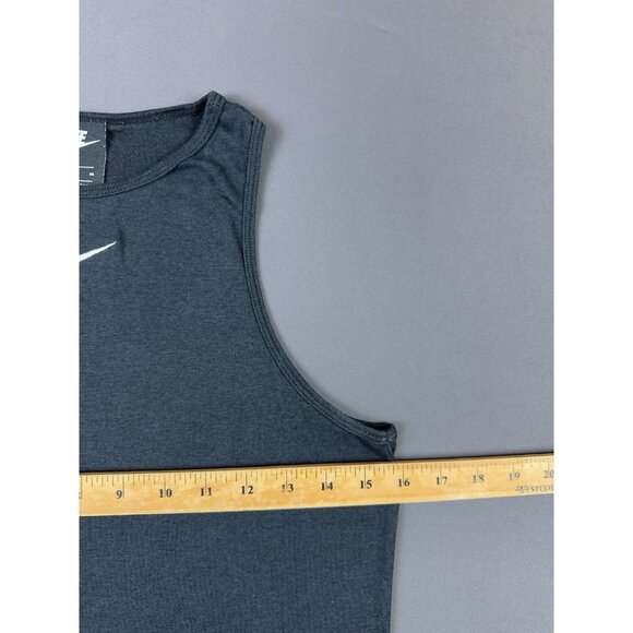 Nike Middle Swoosh Black Tank Top Medium Womens Gym Yoga Run Workout Sports - Picture 3 of 4